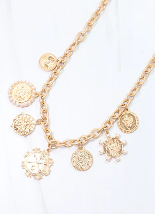 McWilliams Charm Necklace Worn Gold