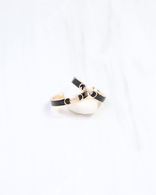 Kaylen Horsebit Hoop Earring Black