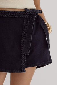 Dallas Braided Black Wrap Skort - Caroline Hill