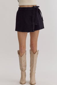 Dallas Braided Black Wrap Skort - Caroline Hill