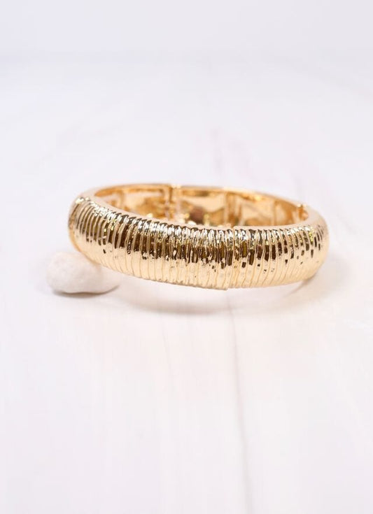 Danny Ribbed Stretch Bracelet GOLD - Caroline Hill