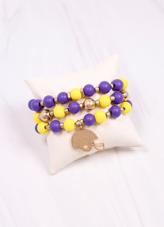 Darren Football Bracelet Set PURPLE YELLOW - Caroline Hill