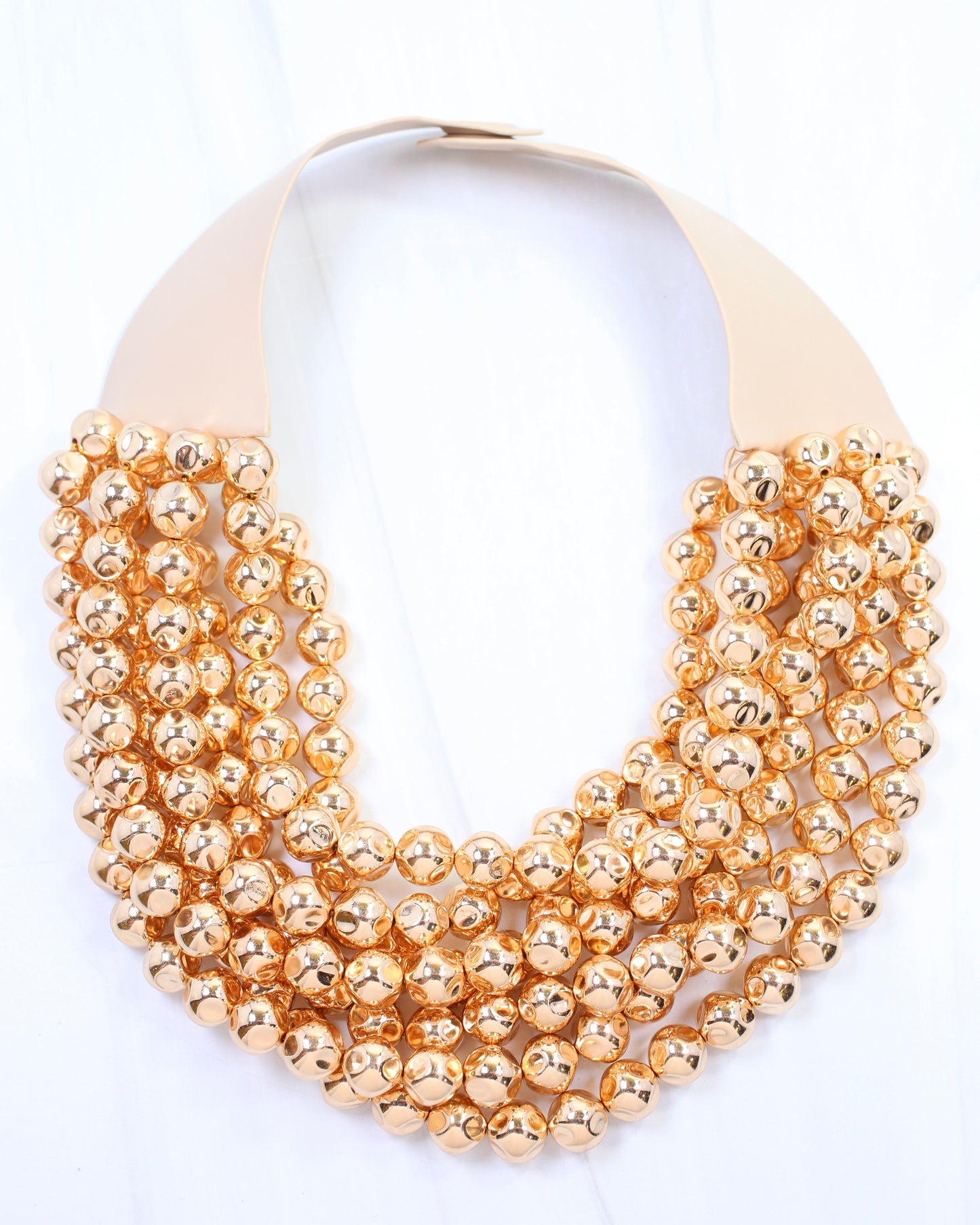 Kimbrel Multi Layered Smooth Beaded Necklace Shiny Gold