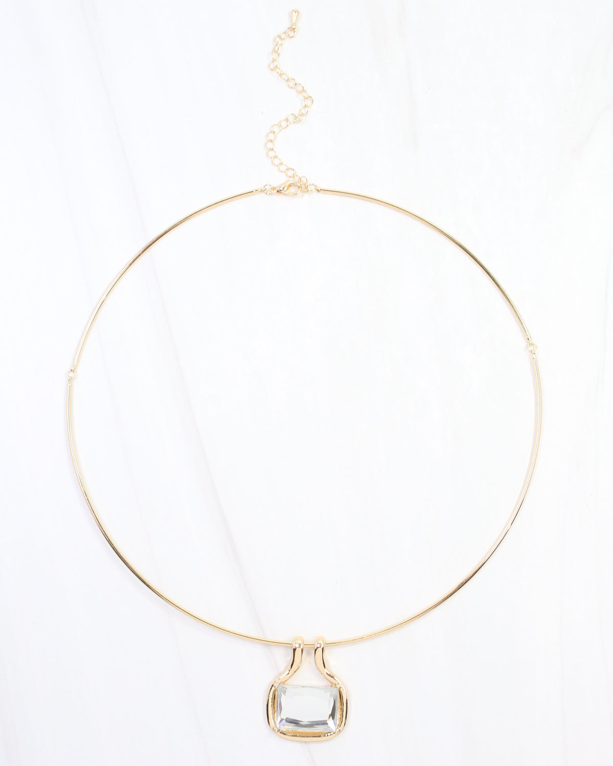 Griffin Wire and Crystal Necklace Clear