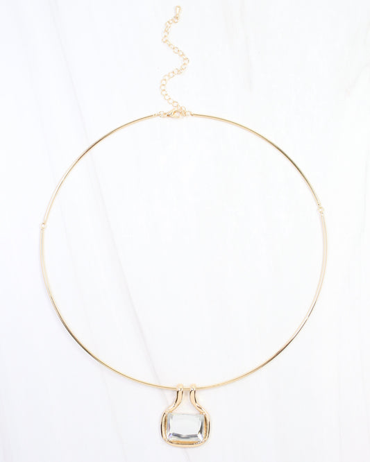 Griffin Wire and Crystal Necklace Clear