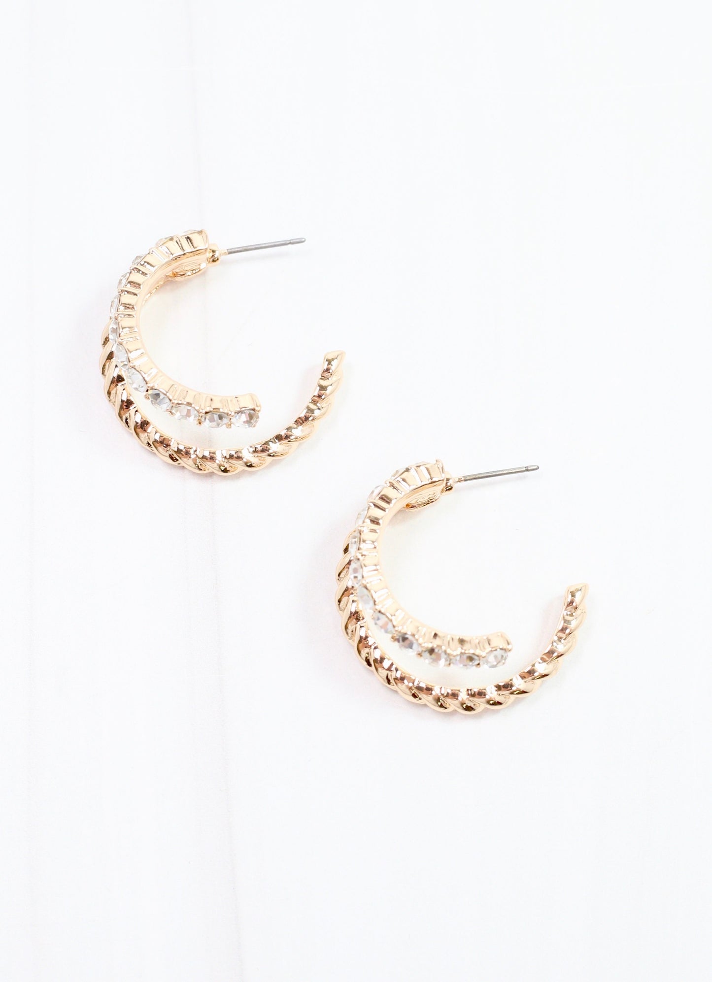 Kissner CZ Double Hoop Earring Gold