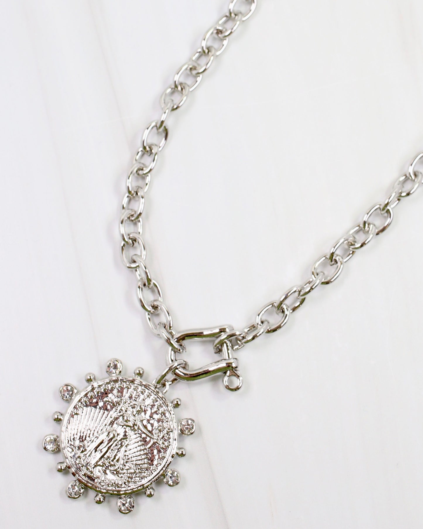 Armidale Horsebit Coin Necklace Silver