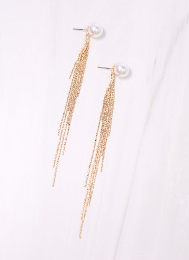 Demetri Pearl Fringe Earring GOLD - Caroline Hill