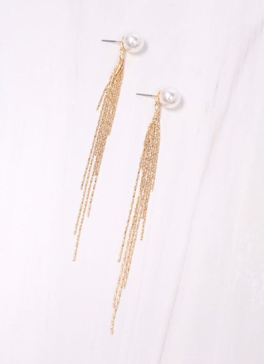 Demetri Pearl Fringe Earring GOLD - Caroline Hill