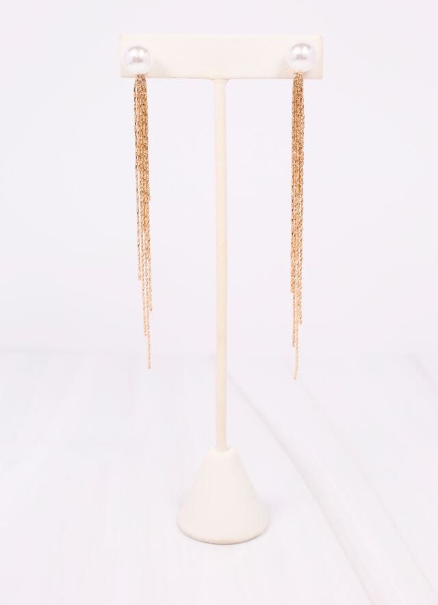 Demetri Pearl Fringe Earring GOLD - Caroline Hill