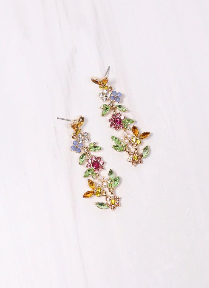 Dewberry Floral Embellished Earring MULTI - Caroline Hill