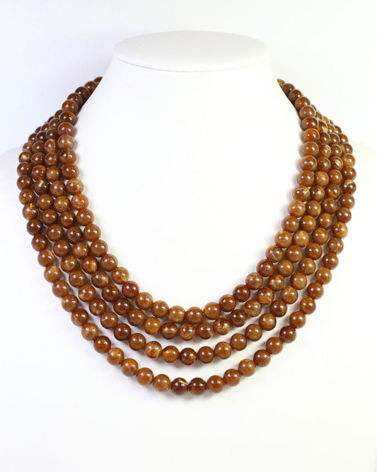 Micah Beaded Buckle Necklace Brown