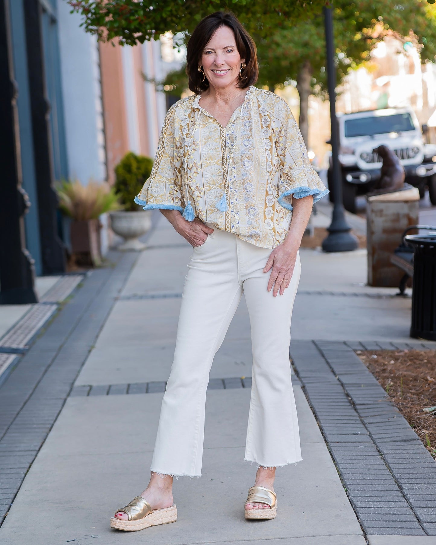 Faye Fringed Detail Floral Embroidered Top