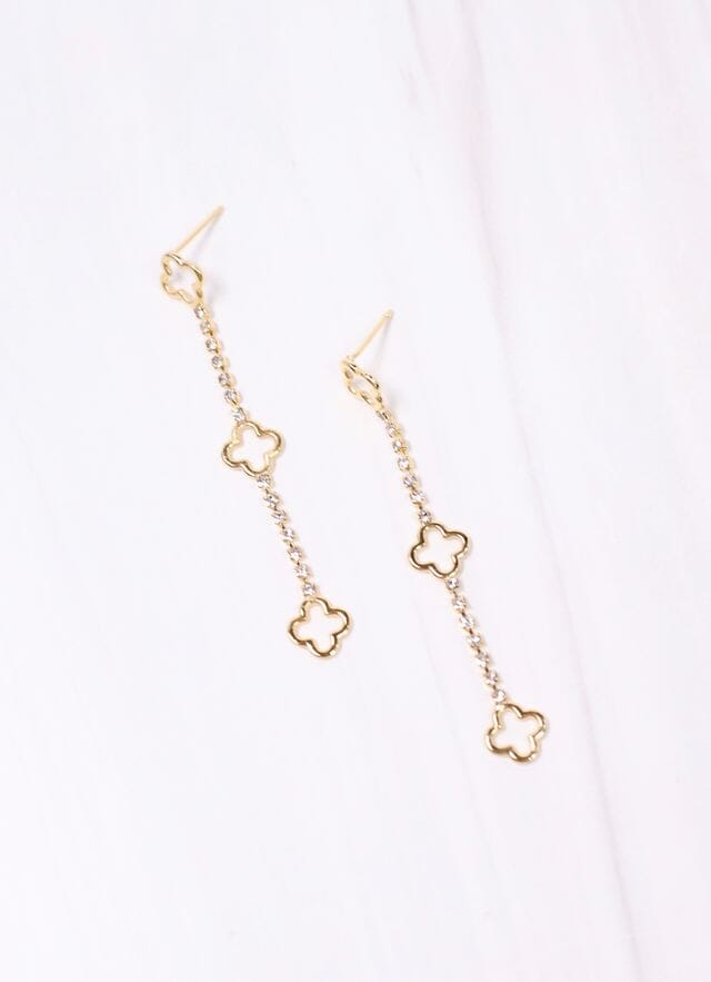 Dickinson CZ Clover Drop Earring GOLD - Caroline Hill