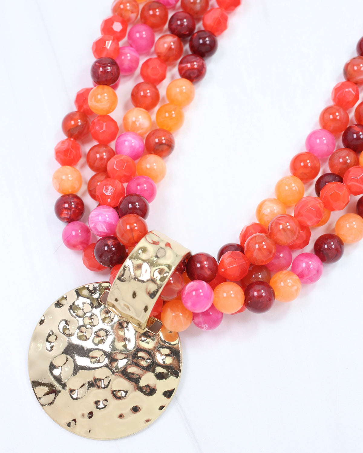 Larissa Beaded Necklace with Pendant Red Multi