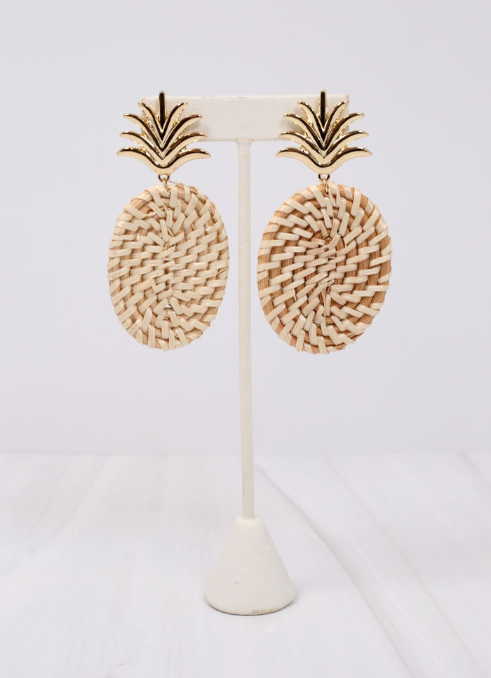 Donnelly Woven Pineapple Earring NATURAL - Caroline Hill