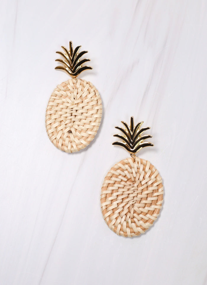 Donnelly Woven Pineapple Earring NATURAL - Caroline Hill