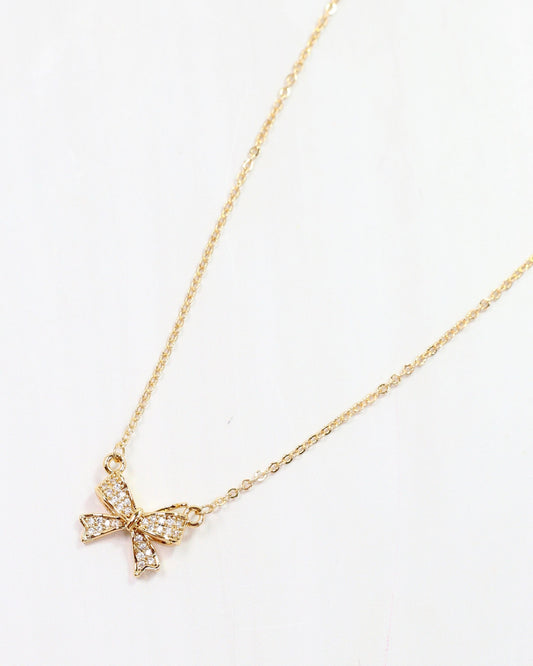 Darcy CZ Bow Necklace Gold