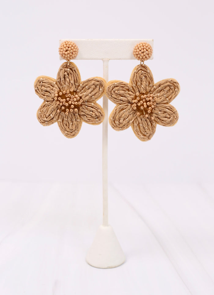 Dorion Flower Embellished Earring NATURAL - Caroline Hill