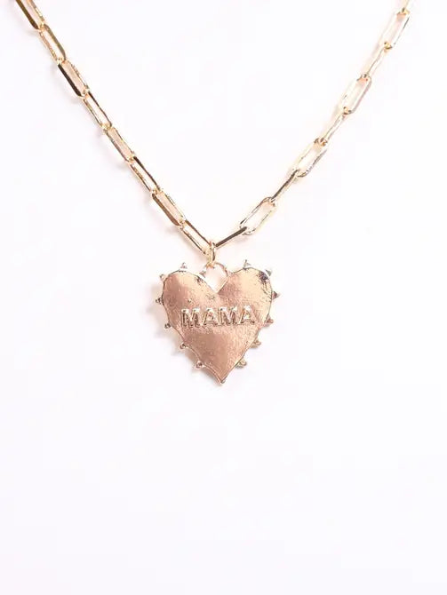 Dotted Mama Heart Necklace GOLD - Caroline Hill