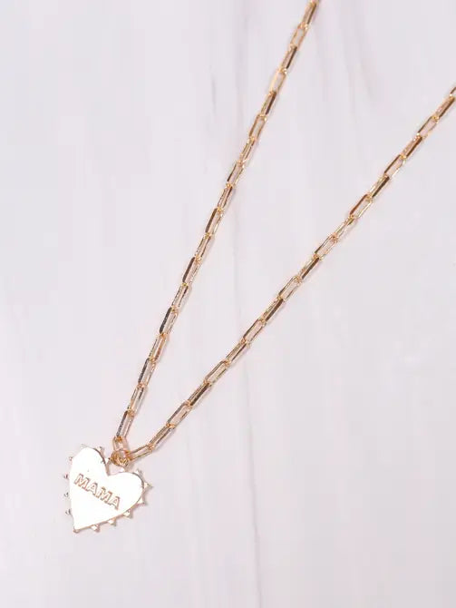 Dotted Mama Heart Necklace GOLD - Caroline Hill