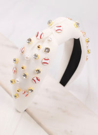 Double Header Baseball Headband WHITE - Caroline Hill