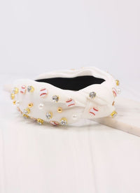 Double Header Baseball Headband WHITE - Caroline Hill