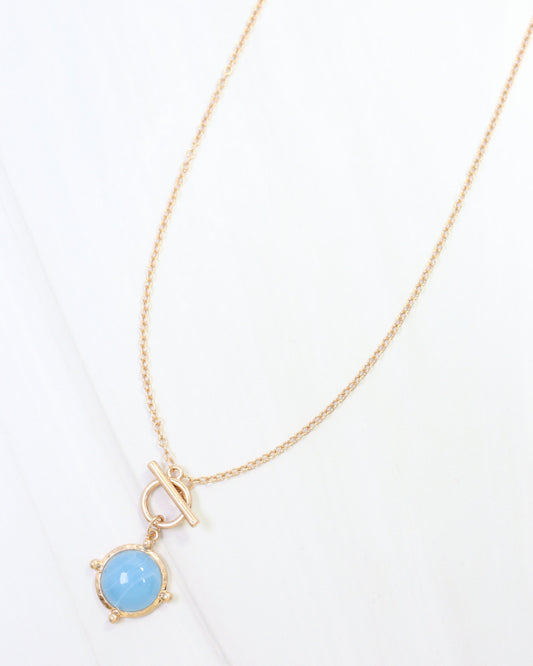 Florissant Round Pendant Necklace Baby Blue