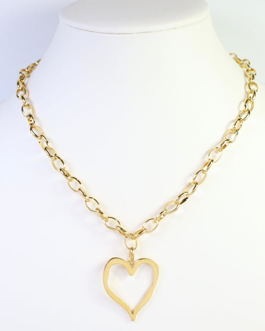 Lowell Link Heart Necklace Gold