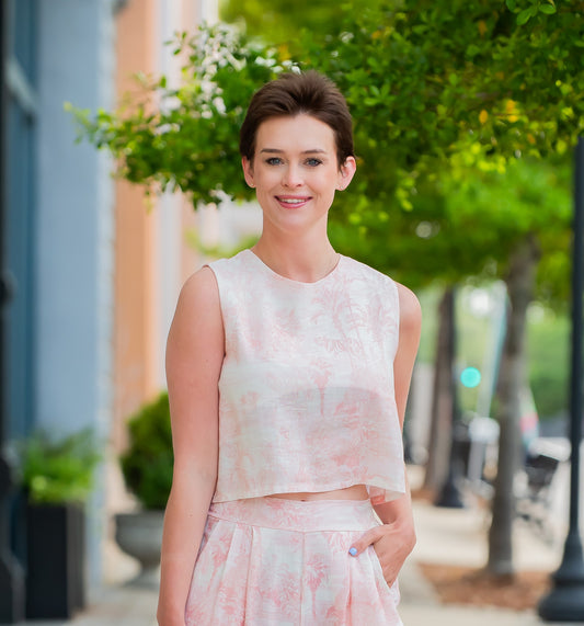 Peoria Island Print Top-Blush