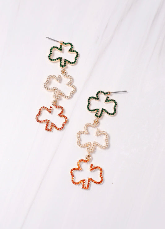 Dublin CZ Shamrock Drop Earring MULTI - Caroline Hill