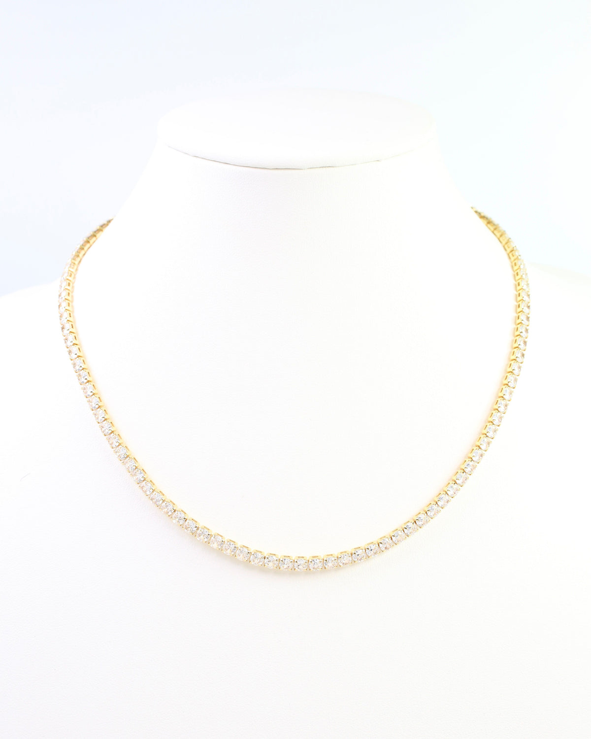 Luna Large CZ Tennis Necklace WR Gold