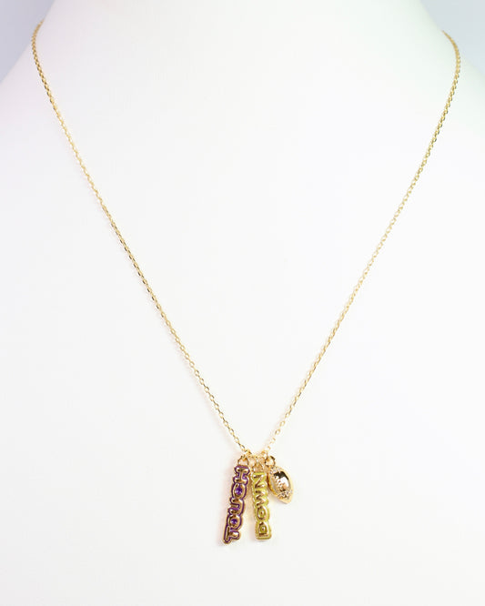 Enamel Touch Down Necklace Purple Gold
