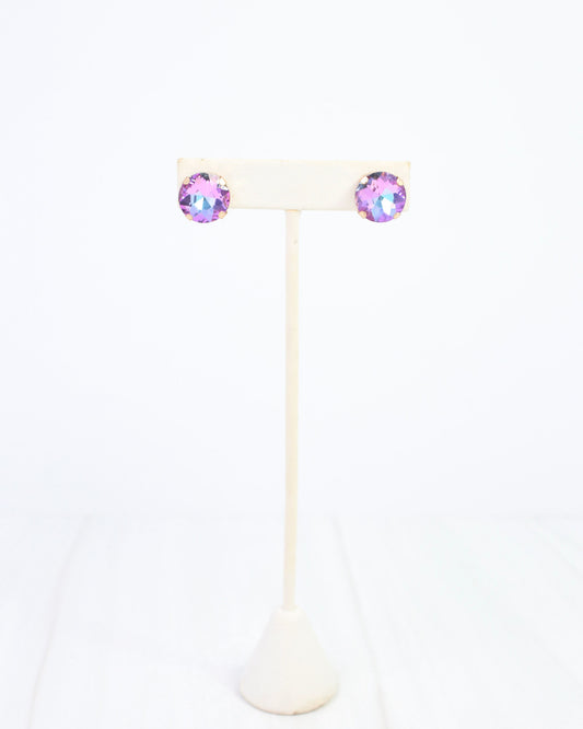 Andi Large Rhinestone Stud Earring Purple AB