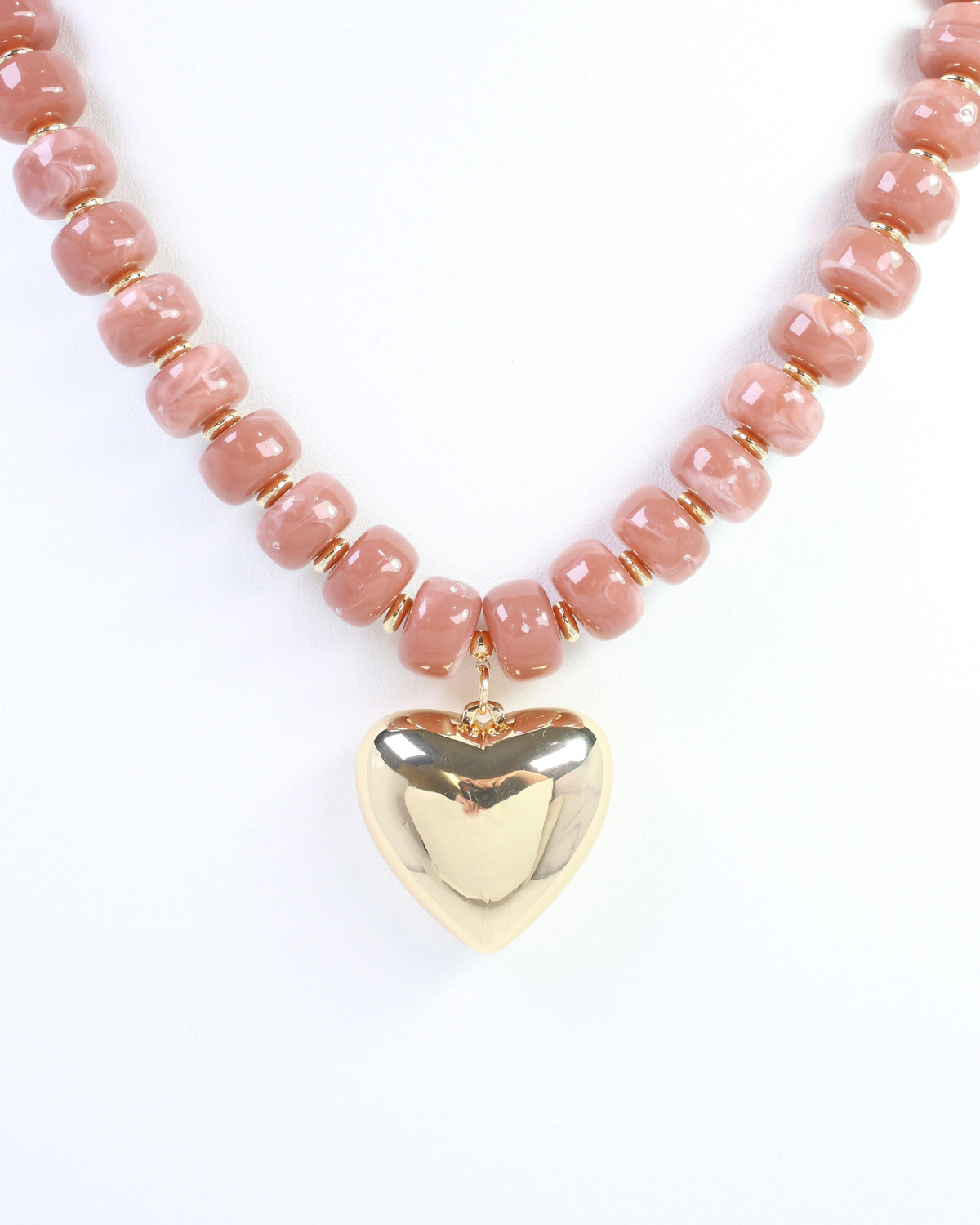 Sabina Beaded Heart Necklace Blush