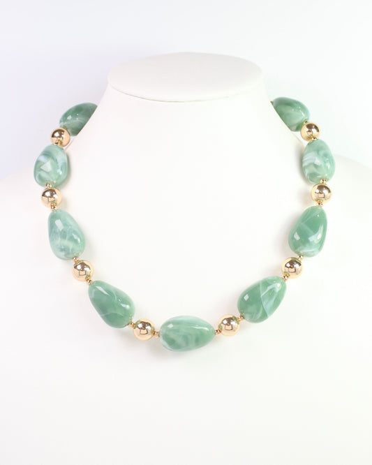 Giana Swirl Beaded Necklace Jade