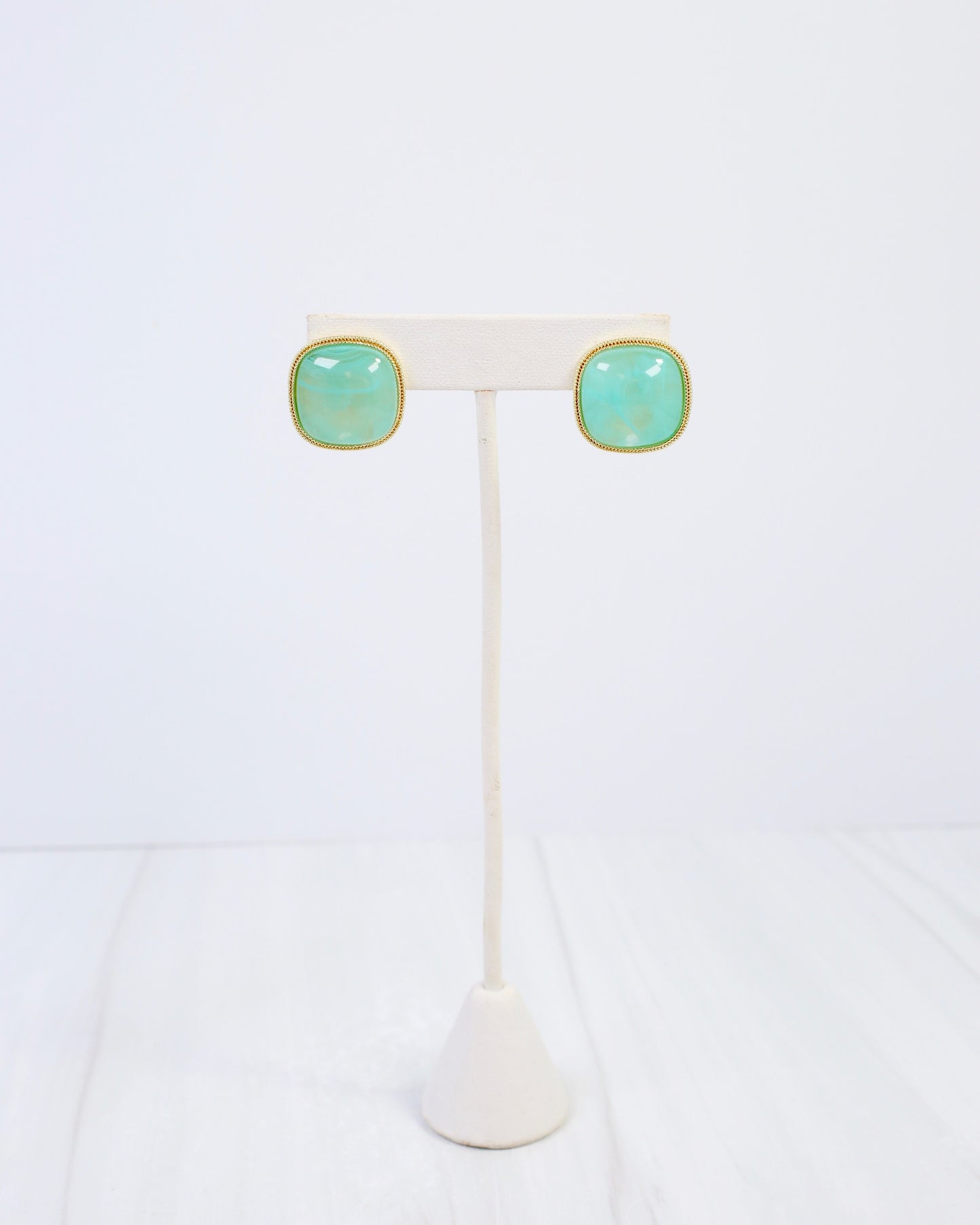 Marnie Gold Lined Post Earring Mint