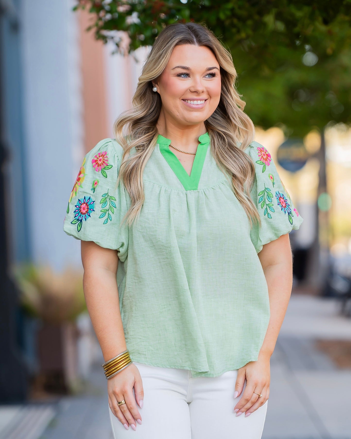 Mila Embroidered Puff Sleeve Top