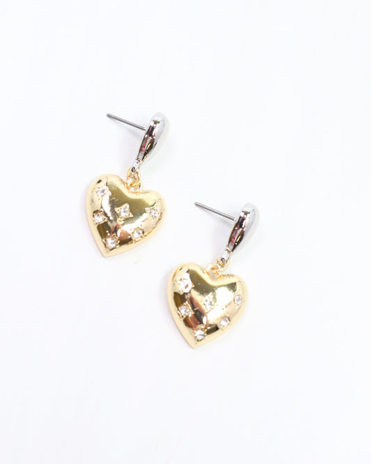 Tessa Heart Drop Stud Gold-Silver