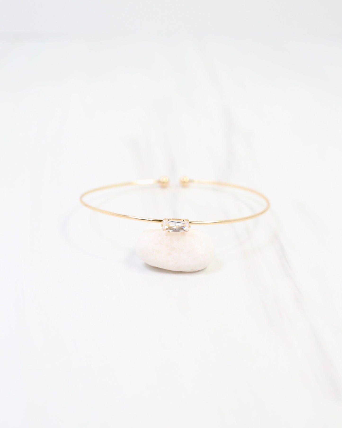 Taunton Single CZ Cuff Bracelet Gold