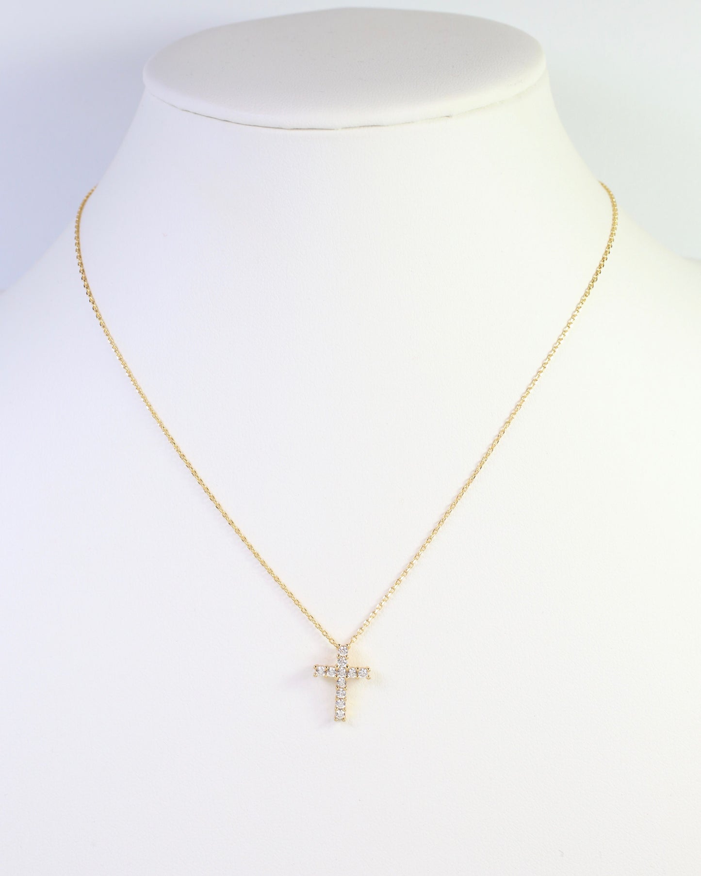 Oxford CZ Cross Necklace Gold