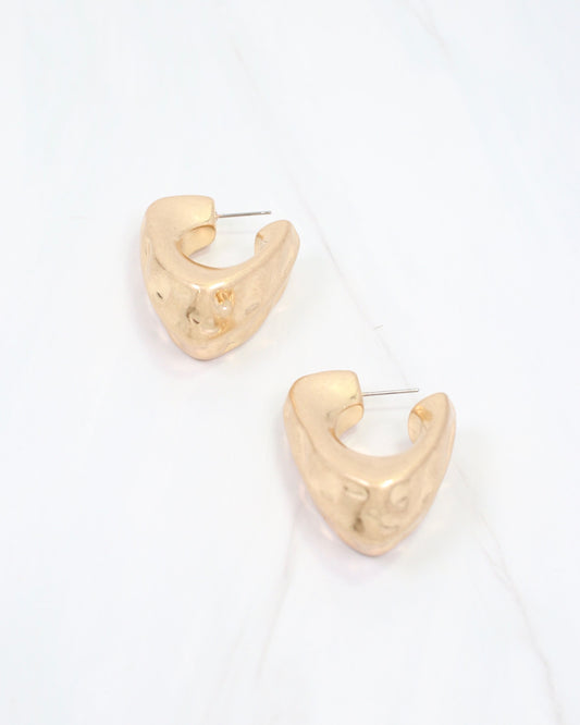 Kaylee Hammered Hoop Worn Gold