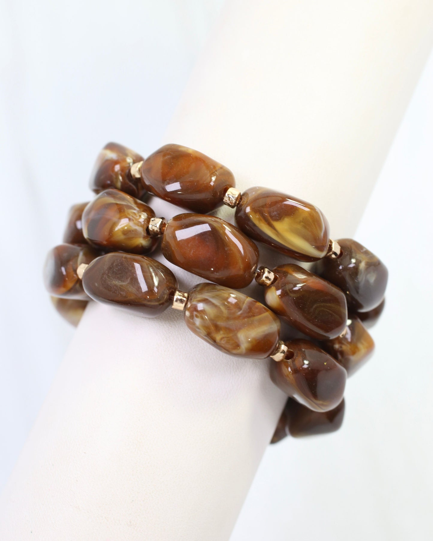 Eimy Beaded Stretch Bracelet Set Brown