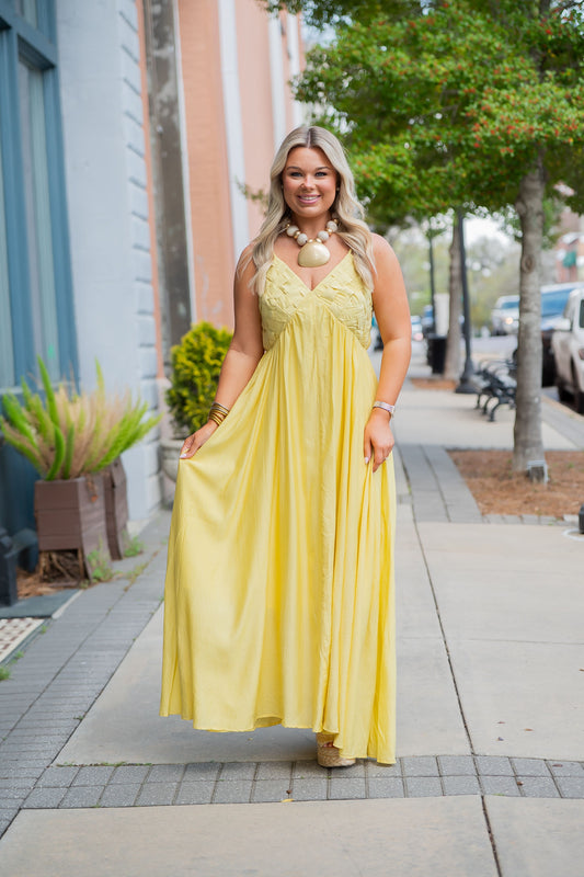 Talula Woven Lattice Bodice Maxi Dress