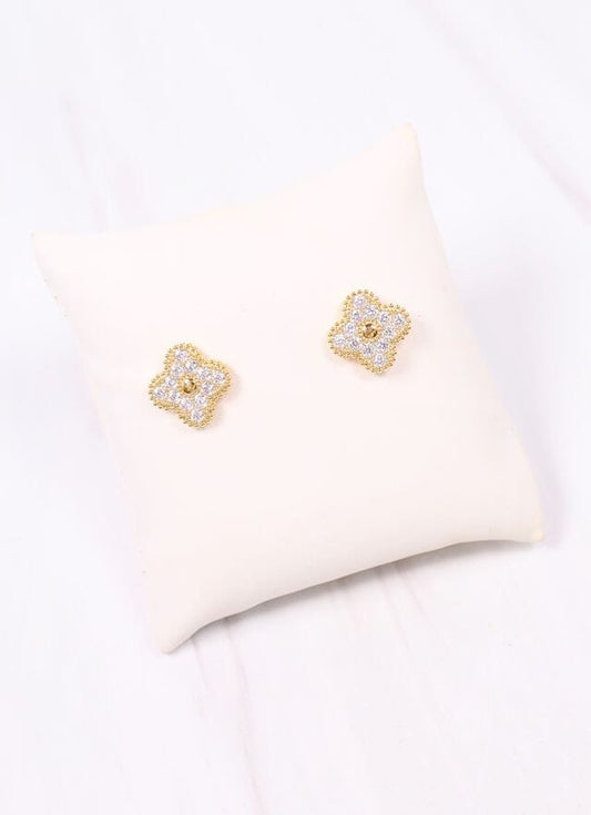 Edner CZ Clover Earring GOLD - Caroline Hill