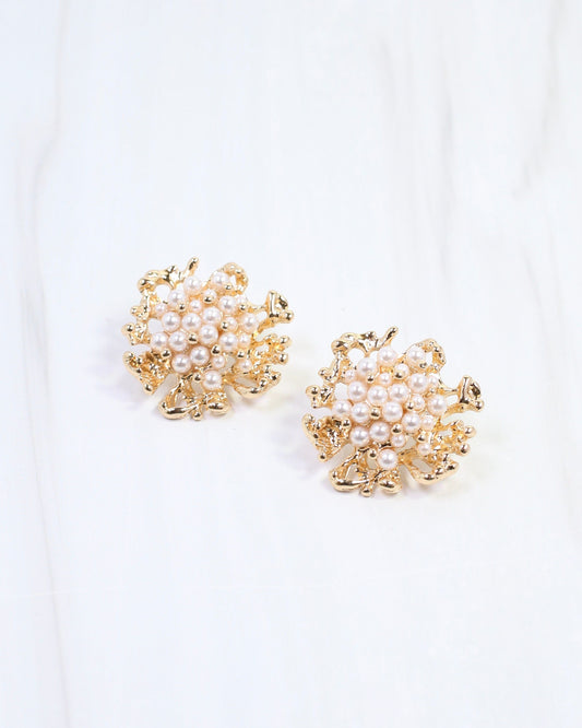 Juno Pearl Cluster Post Earring Gold