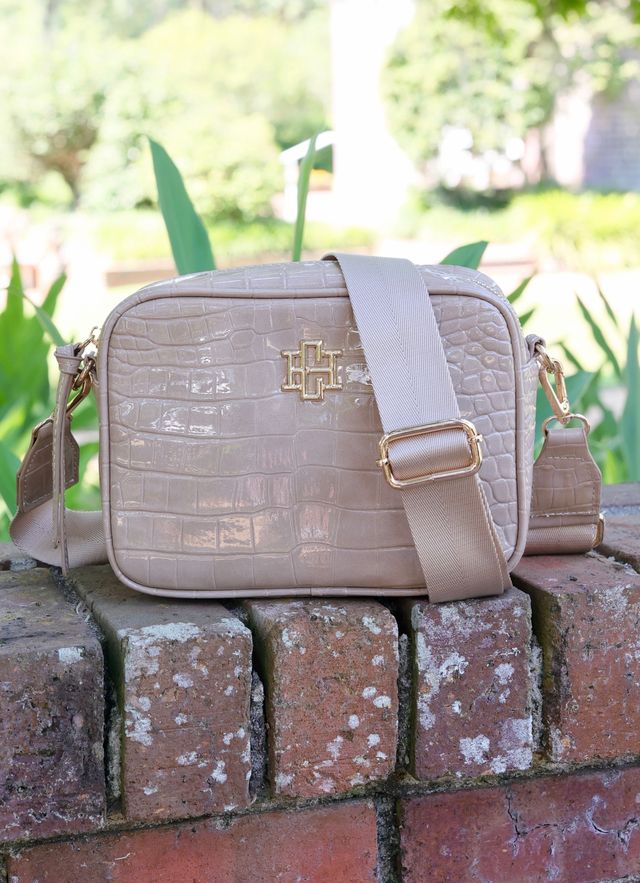 Campbell Camera Crossbody Taupe Patent