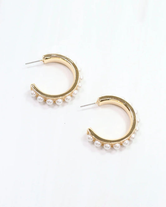 Four Seasons Pearl Hoop Gold