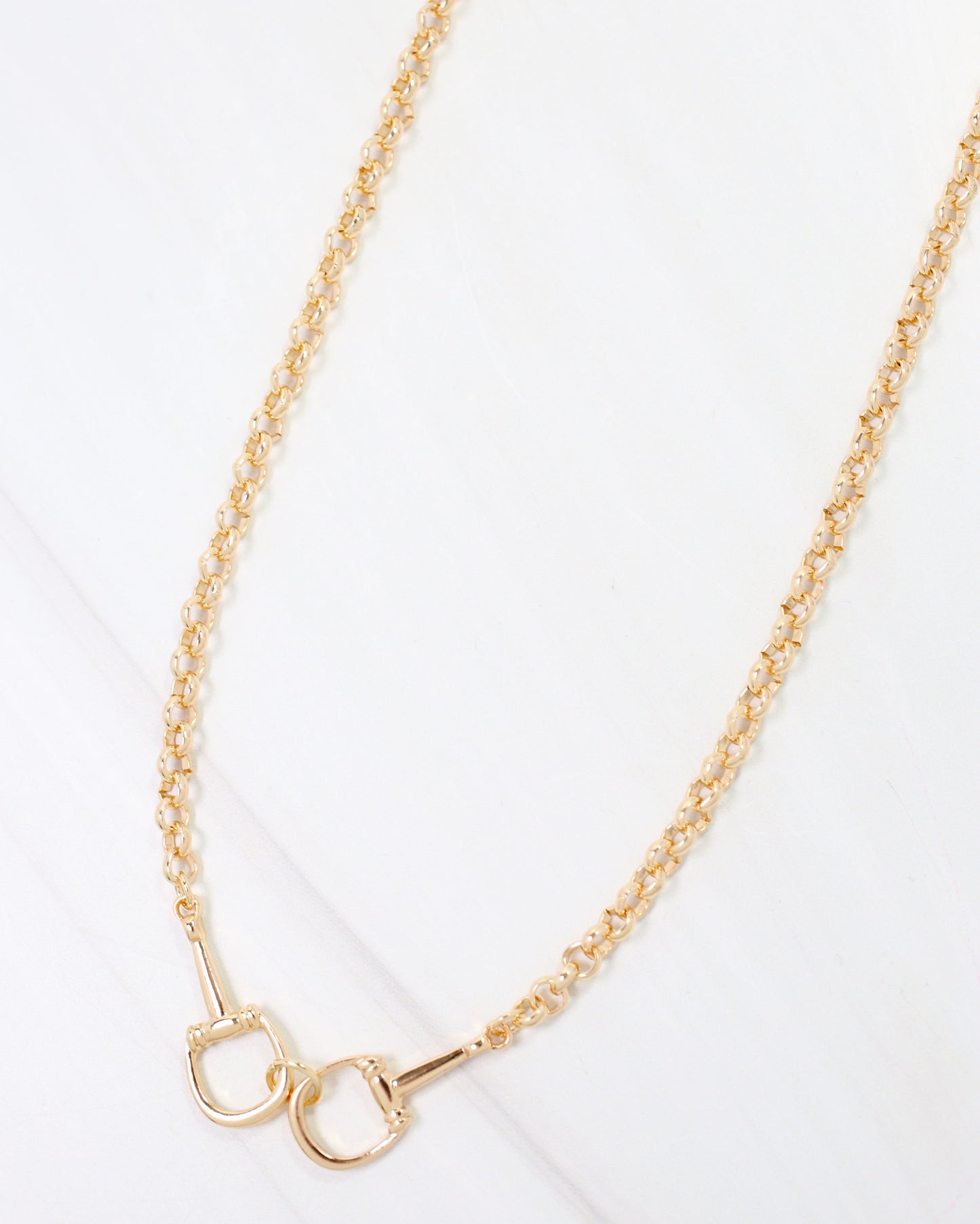 Boyer Double Horsebit Necklace Gold