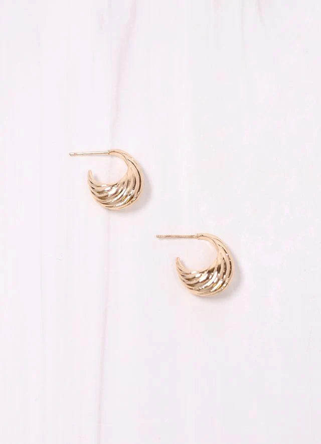 Jeffrey Textured Hoop Earring GOLD